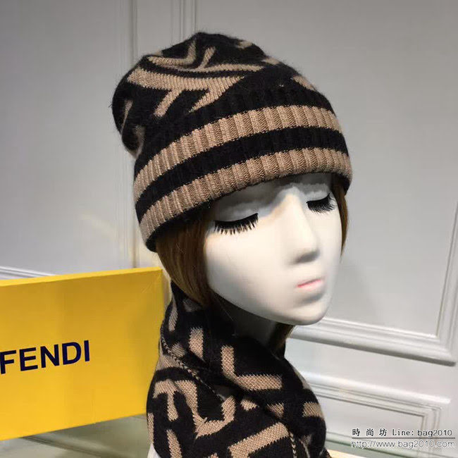 FENDI芬迪 原單 官網最新羊毛針織帽子圍巾套裝 男女同款 LLWJ6217